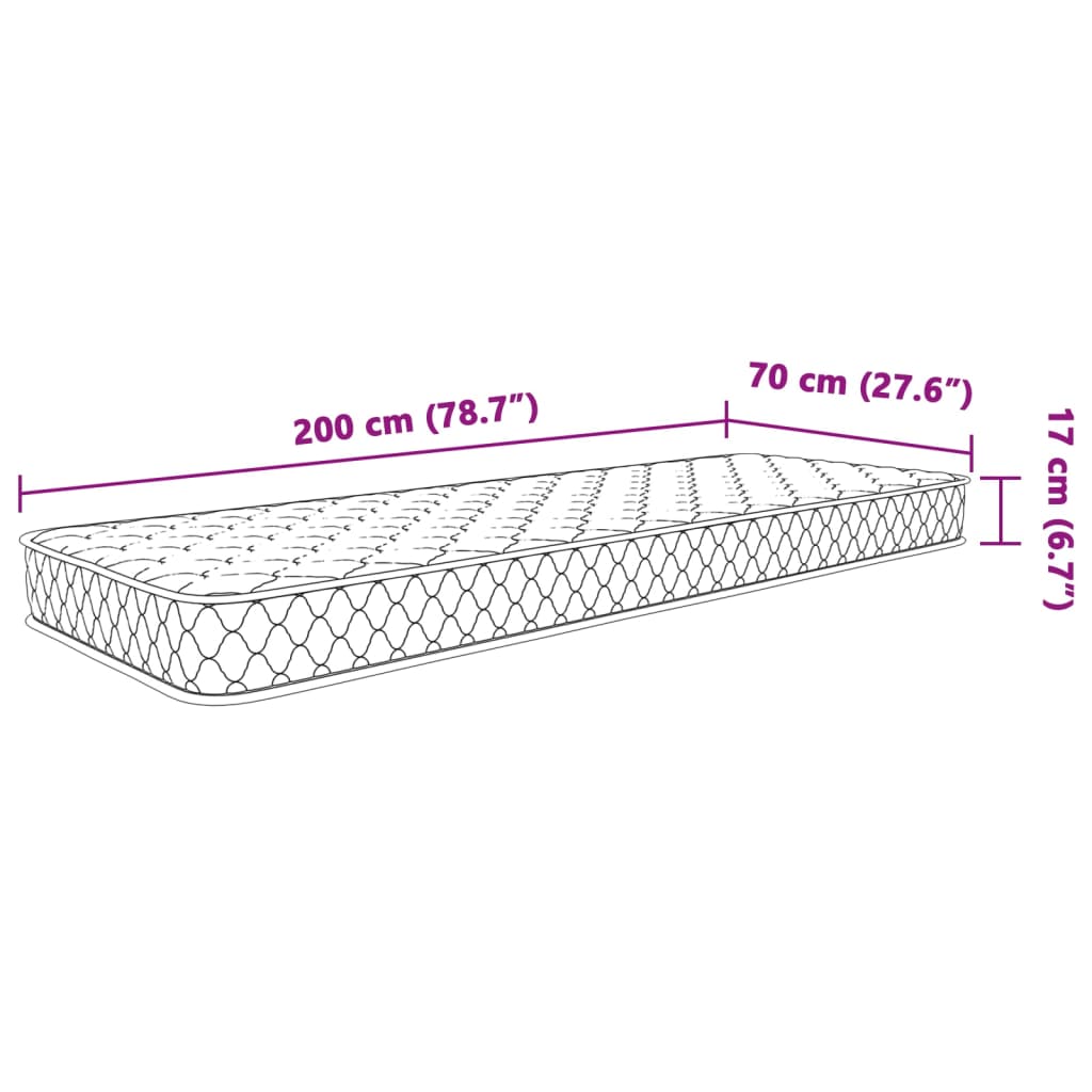 vidaXL Matrace z paměťové pěny bílá 70 x 200 x 17 cm