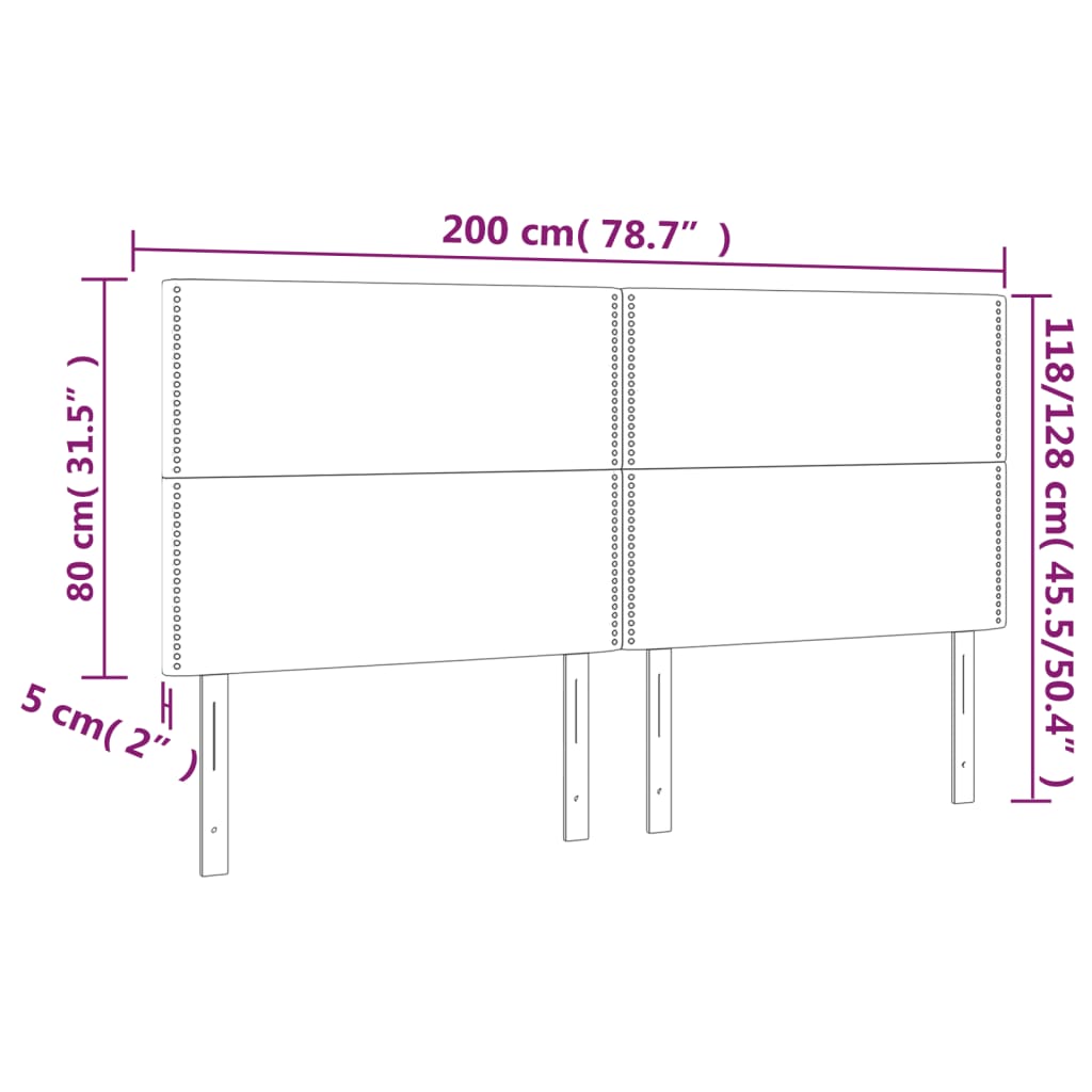 vidaXL Čelo postele 4 ks černé 100x5x78/88 cm umělá kůže