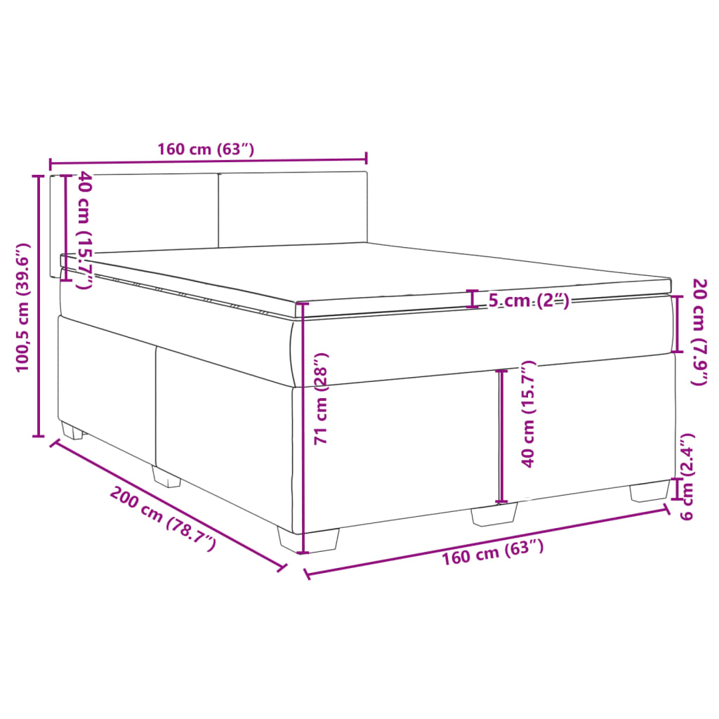 vidaXL Box spring postel s matrací krémová 160x200 cm textil