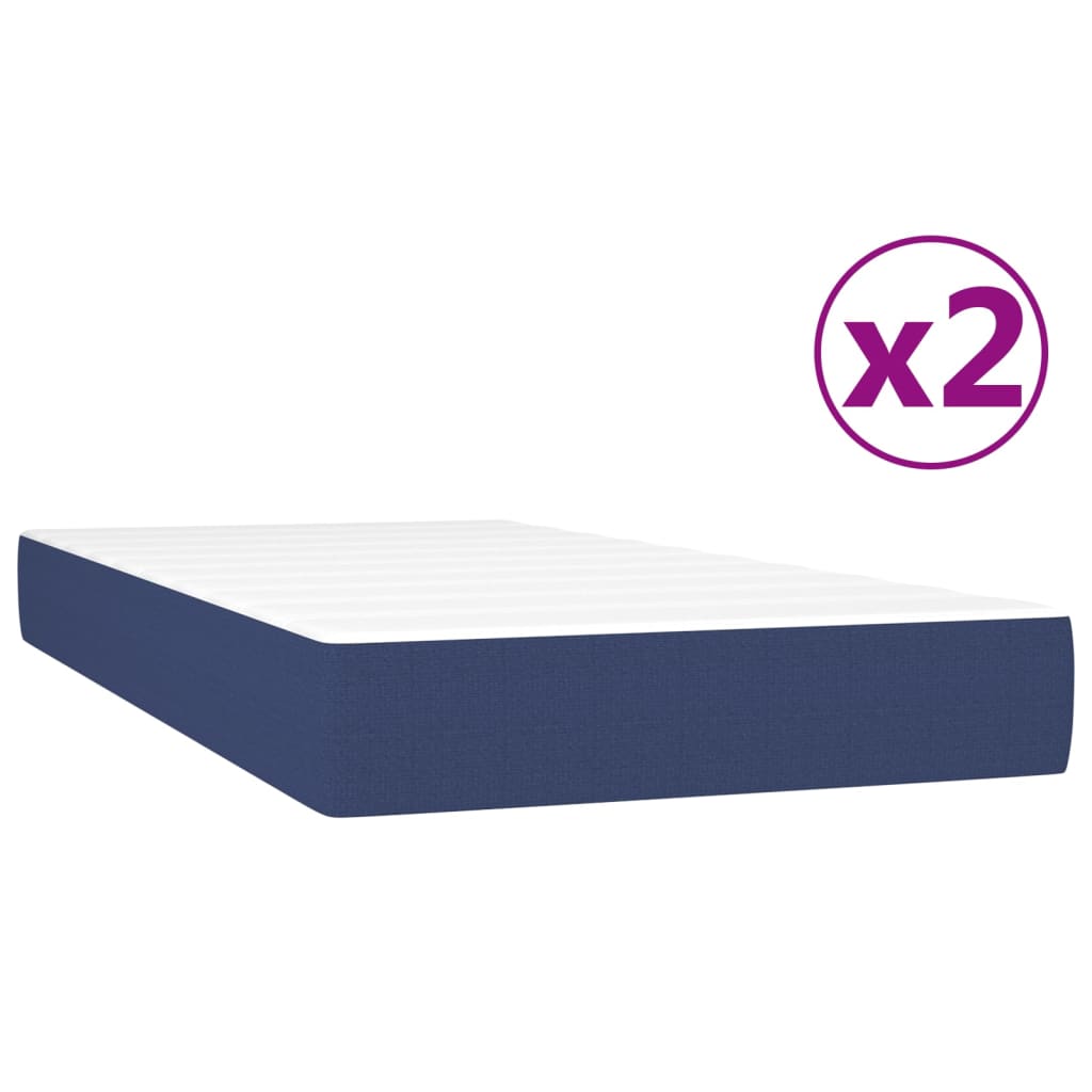 vidaXL Box spring postel s matrací modrá 200x200 cm textil