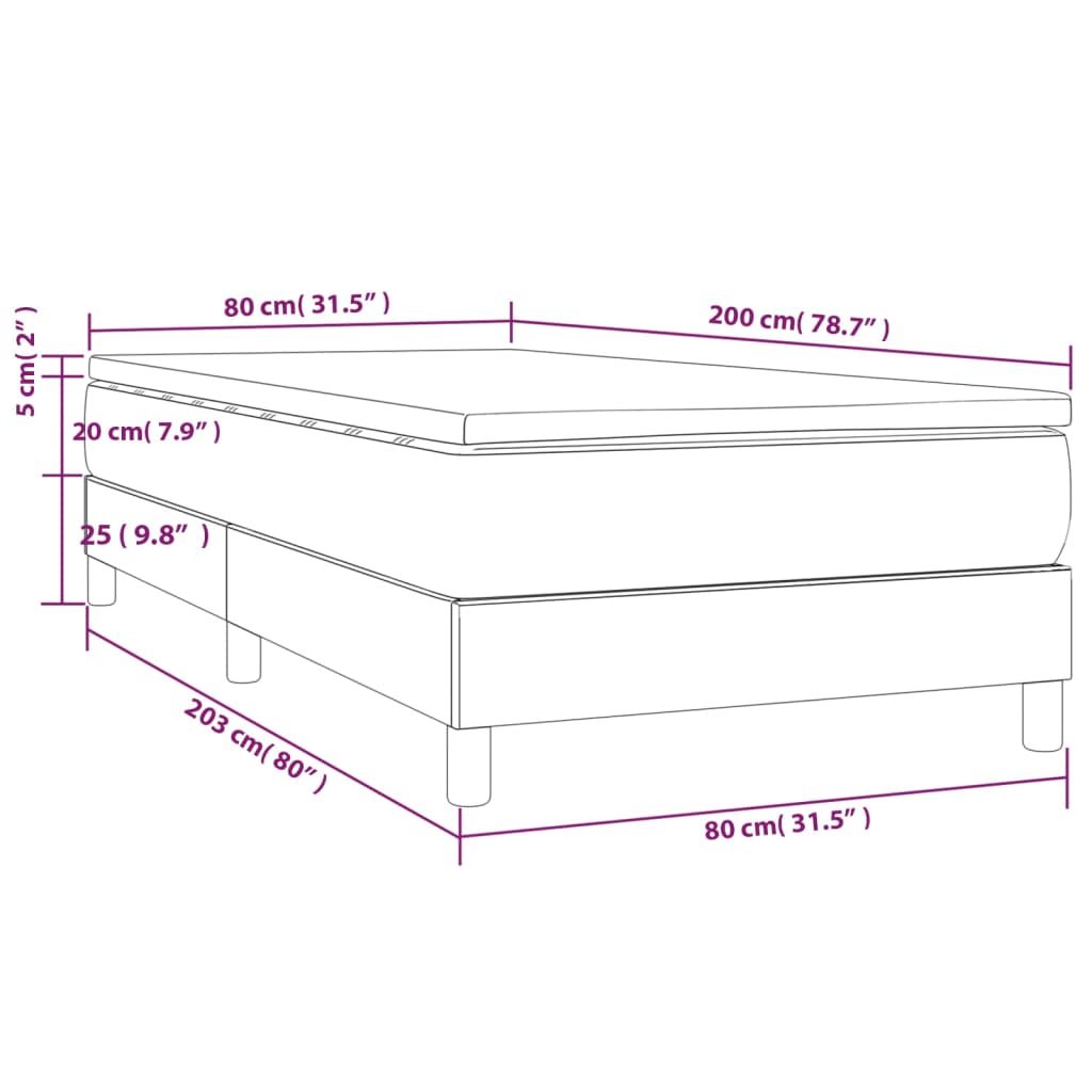 vidaXL Box spring postel s matrací tmavě šedá 80 x 200 cm textil