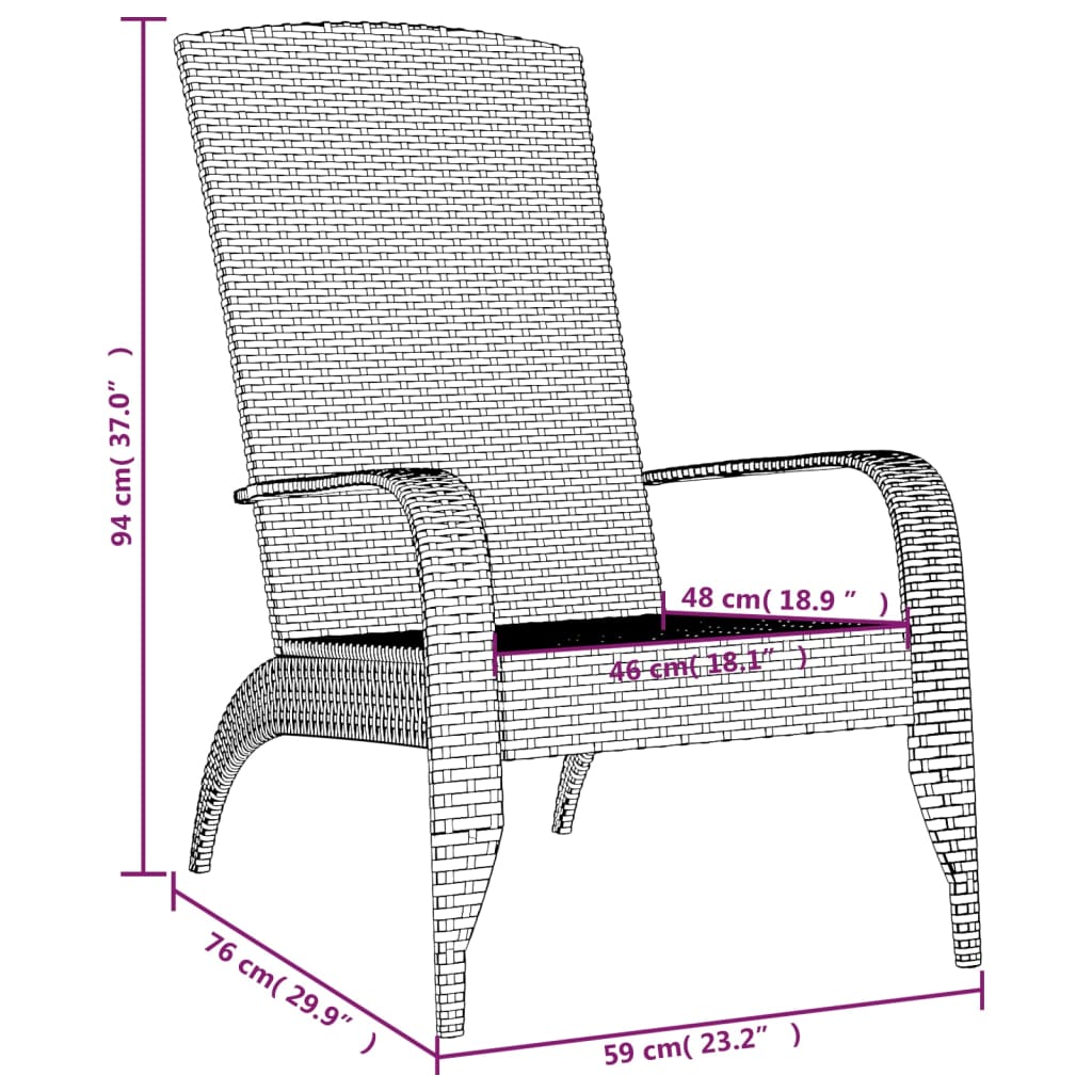 vidaXL Zahradní židle Adirondack černá polyratan