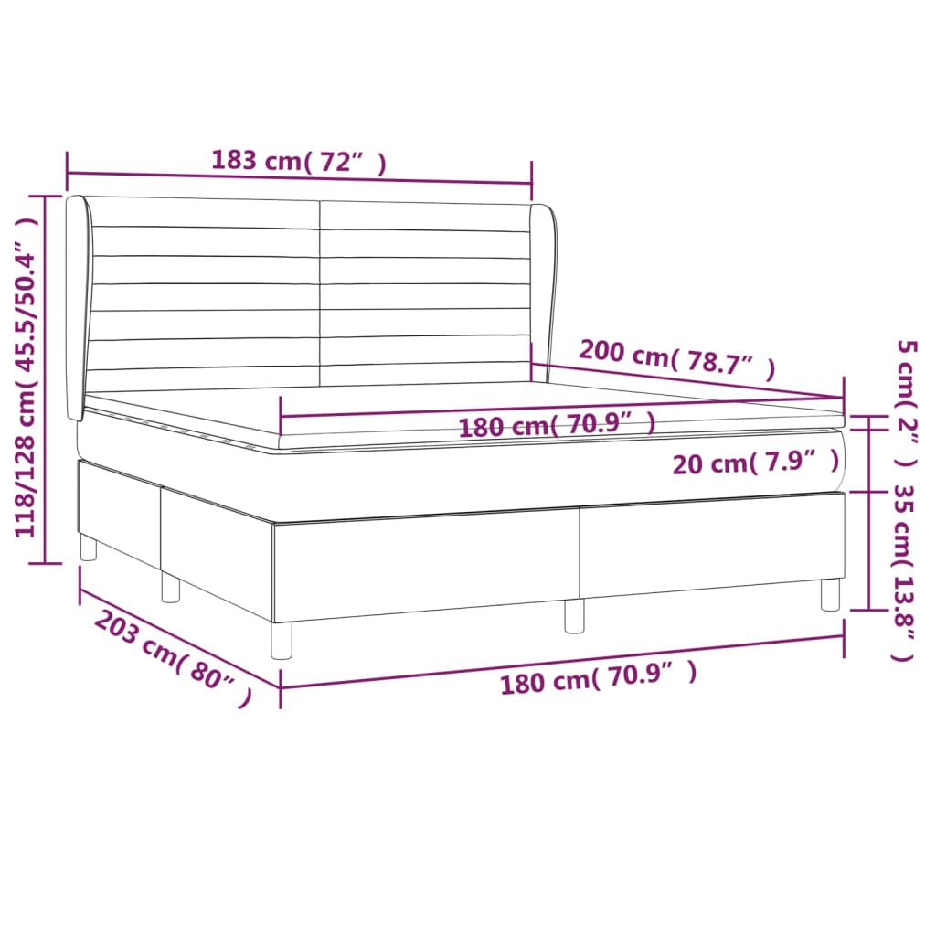 vidaXL Box spring postel s matrací světle šedá 180x200 cm samet