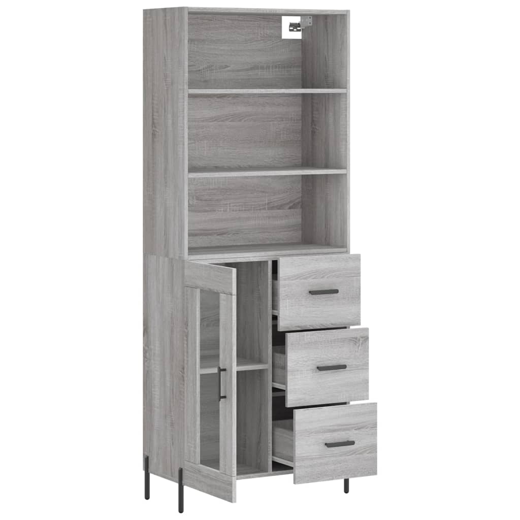 vidaXL Skříň highboard šedá sonoma 69,5 x 34 x 180 cm kompozitní dřevo