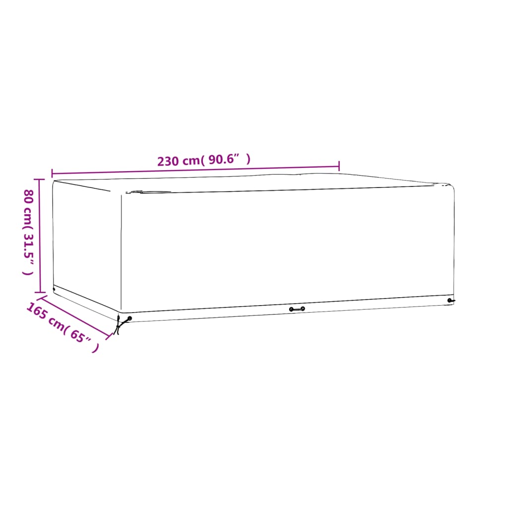 vidaXL Plachty na zahradní nábytek 2 ks 12 oček 230x165x80 cm obdélník