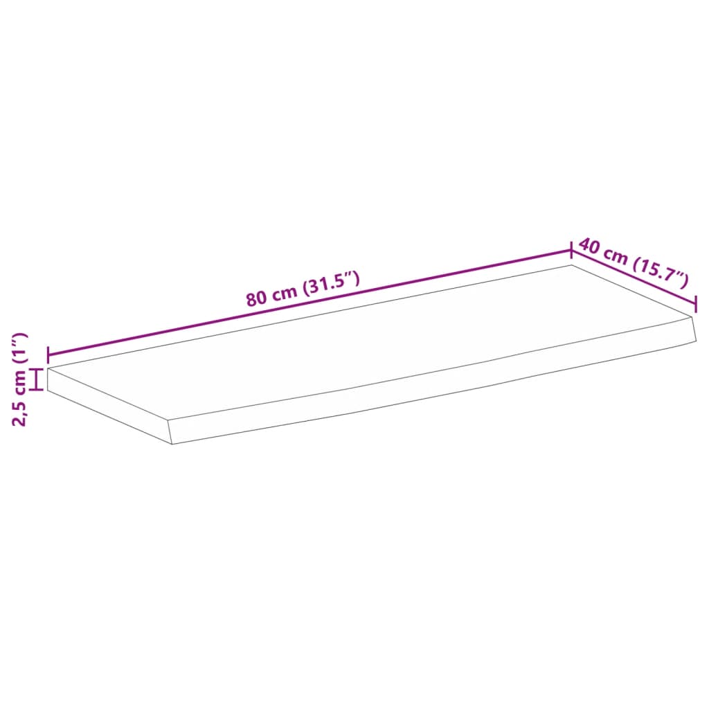 vidaXL Stolní deska 80x40x2,5 cm živá hrana hrubé mangovníkové dřevo