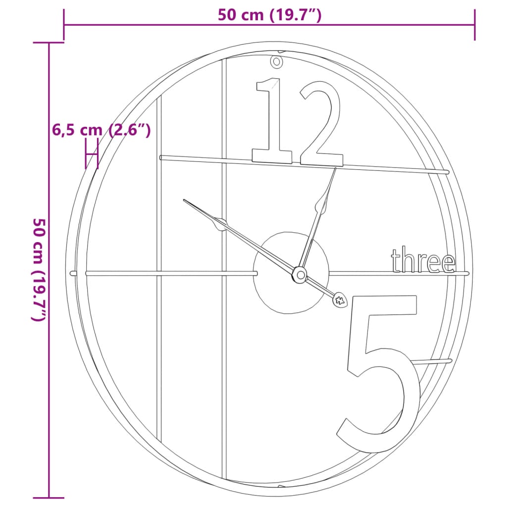 vidaXL Nástěnné hodiny zlaté Ø 50 cm železo