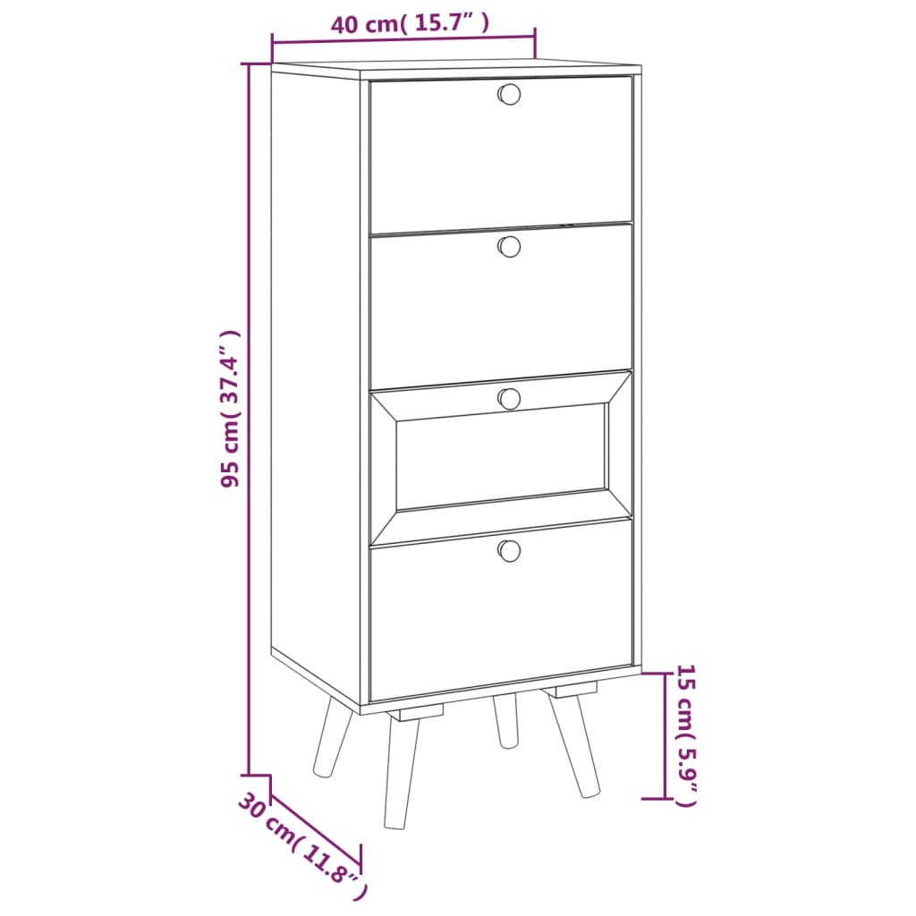 vidaXL Skříň highboard se zásuvkami 40 x 30 x 95 cm kompozitní dřevo