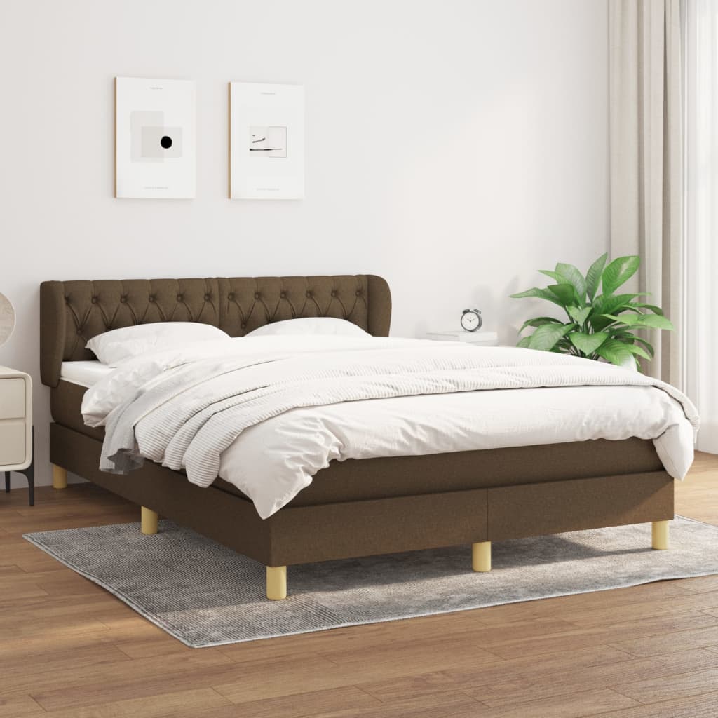 vidaXL Box spring postel s matrací tmavě hnědá 140x190 cm textil