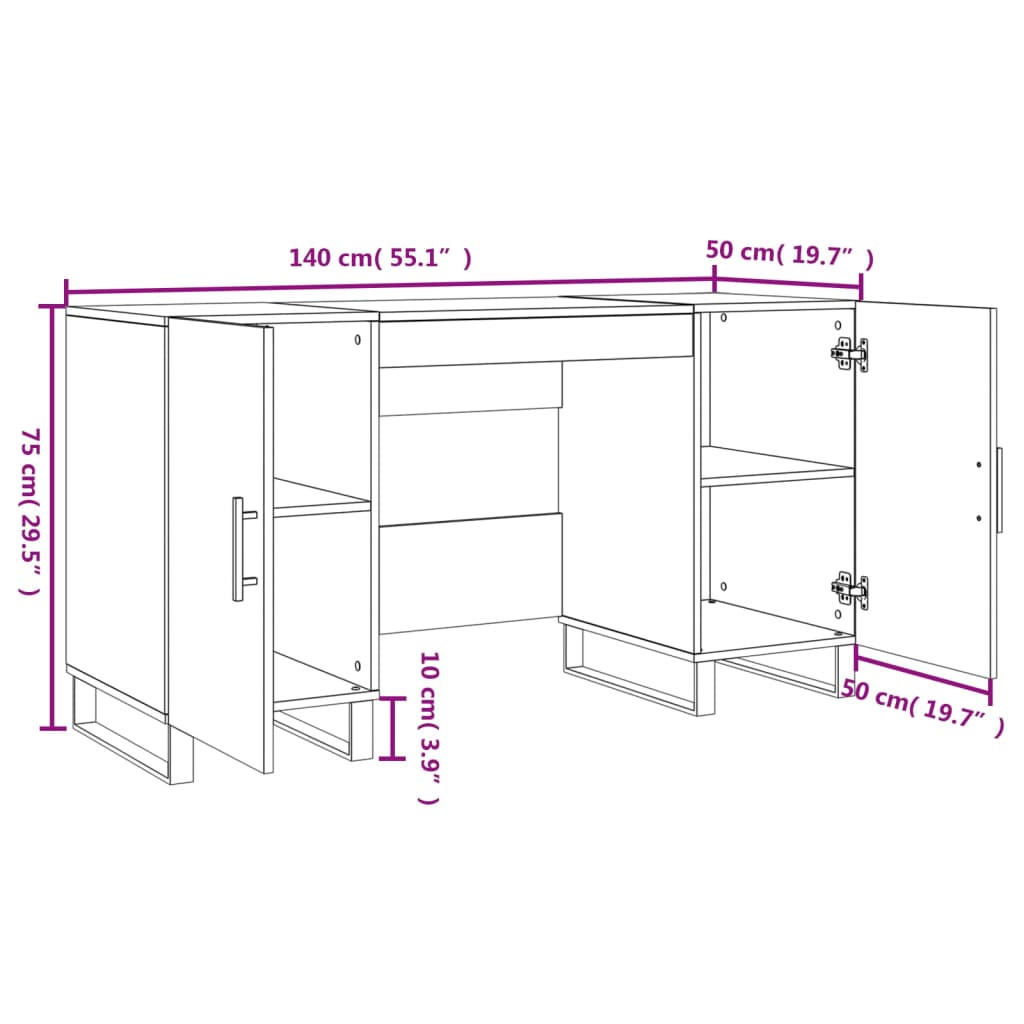 vidaXL Psací stůl hnědý dub 140 x 50 x 75 cm kompozitní dřevo