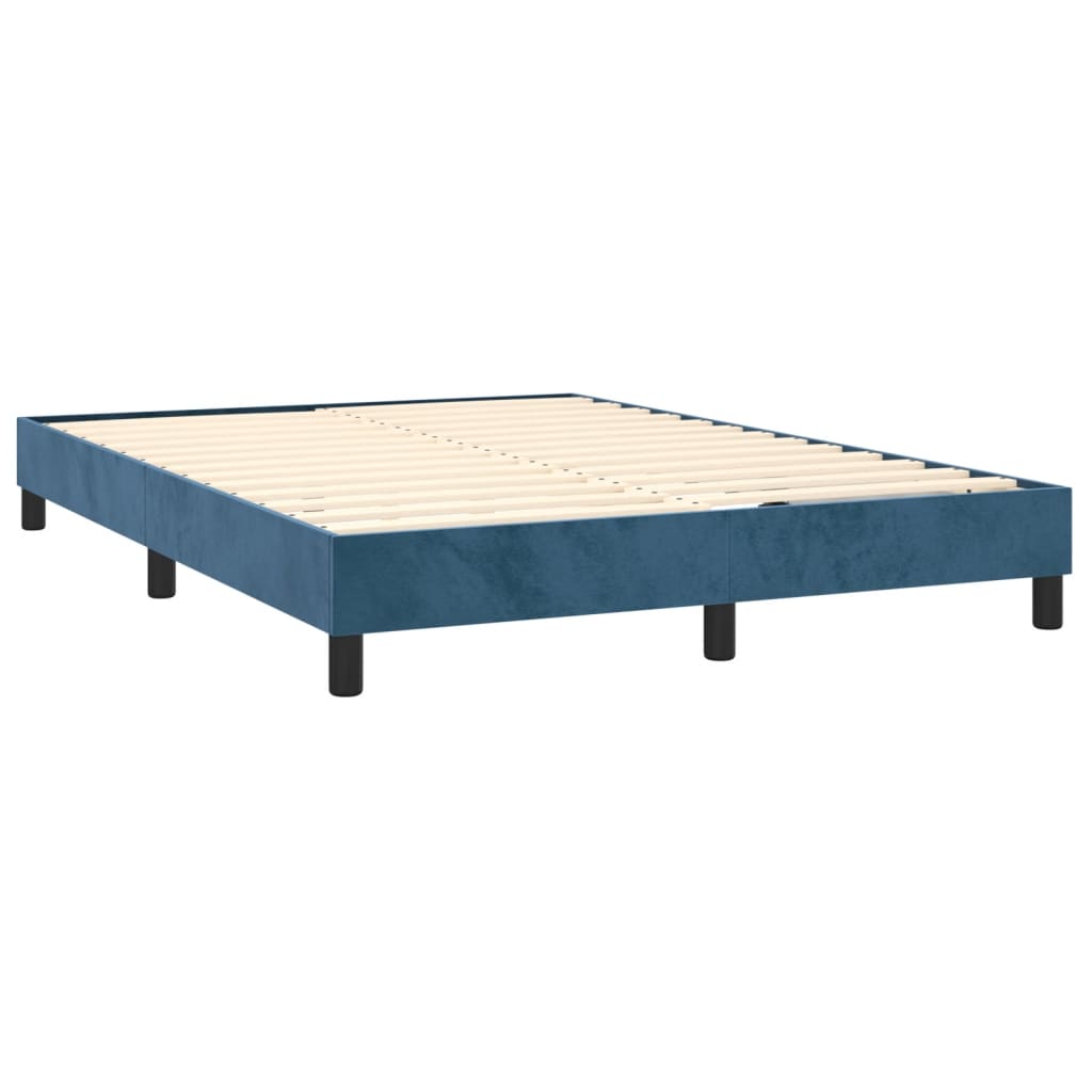 vidaXL Box spring postel s matrací tmavě modrá 140x190 cm samet