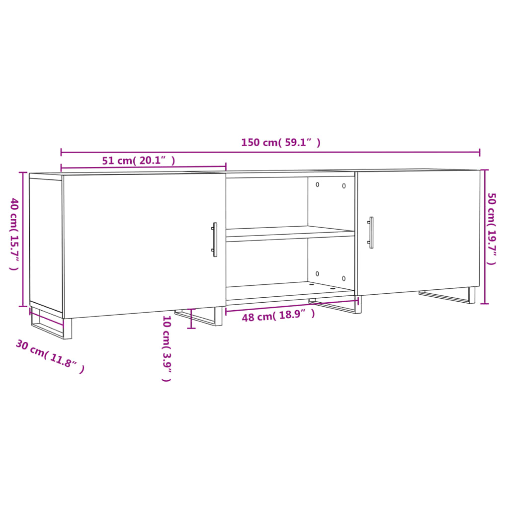 vidaXL TV skříňka bílá 150 x 30 x 50 cm kompozitní dřevo