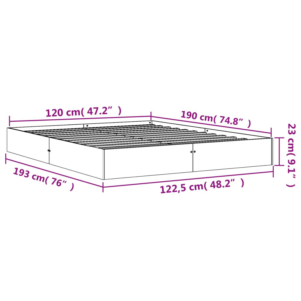 vidaXL Postel bez matrace voskově hnědá 120 x 190 cm masivní borovice