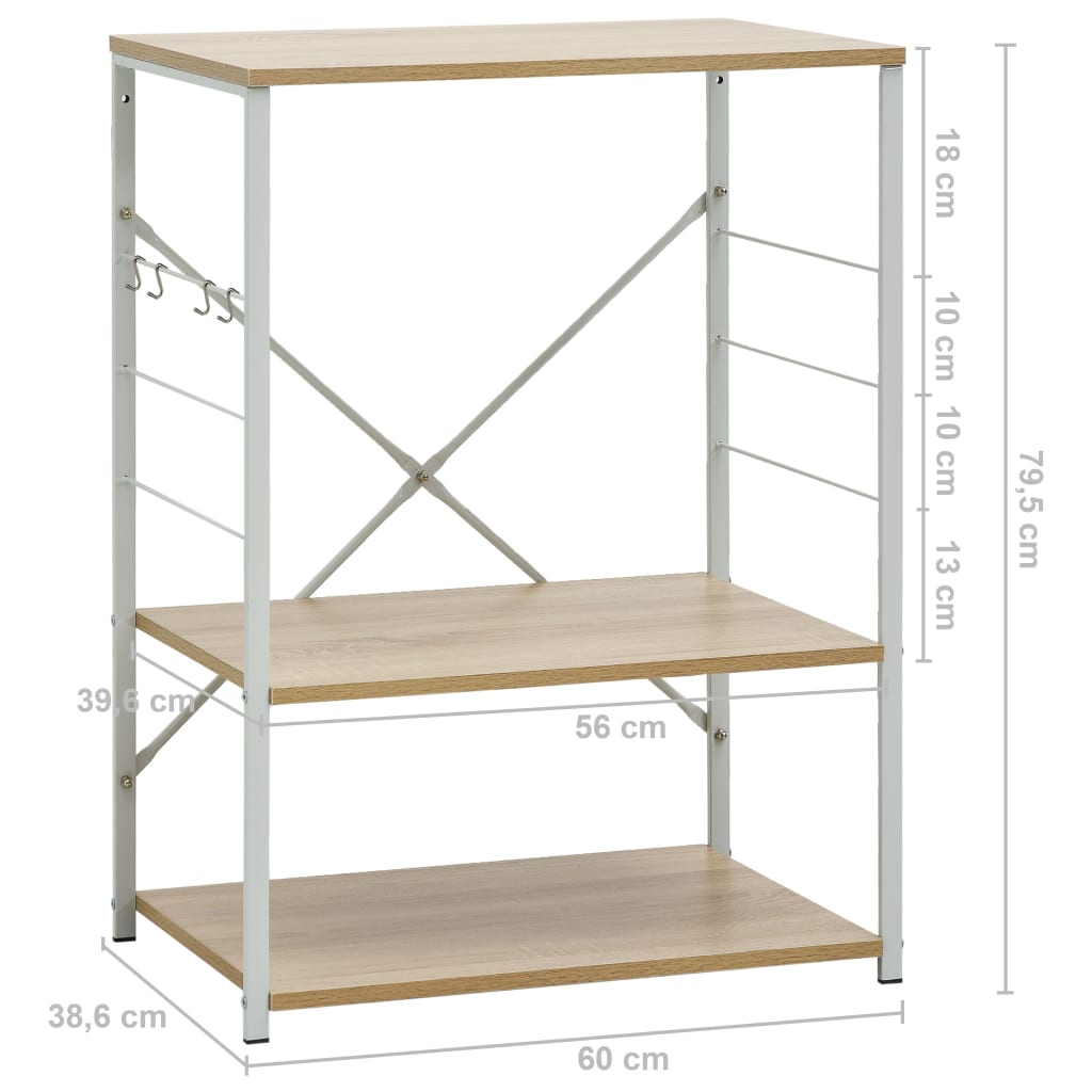 vidaXL Skříňka na mikrovlnku bílá a dub 60 x 39,6 x 79,5 cm kompozit