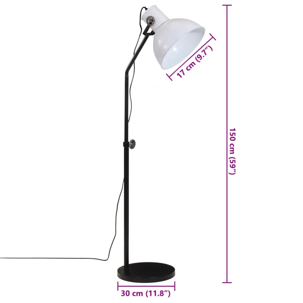 vidaXL Stojací lampa 25 W bílá 30 x 30 x 90–150 cm E27