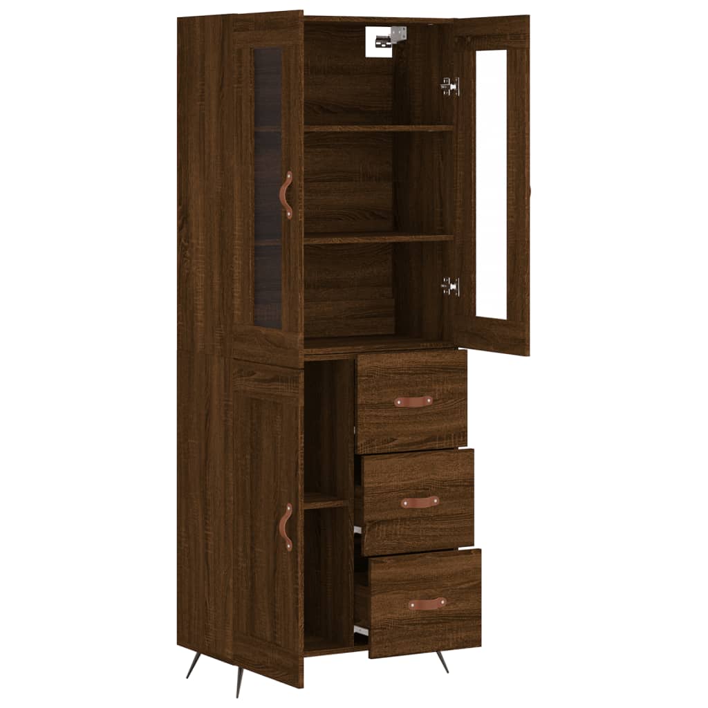 vidaXL Skříň highboard hnědý dub 69,5 x 34 x 180 cm kompozitní dřevo