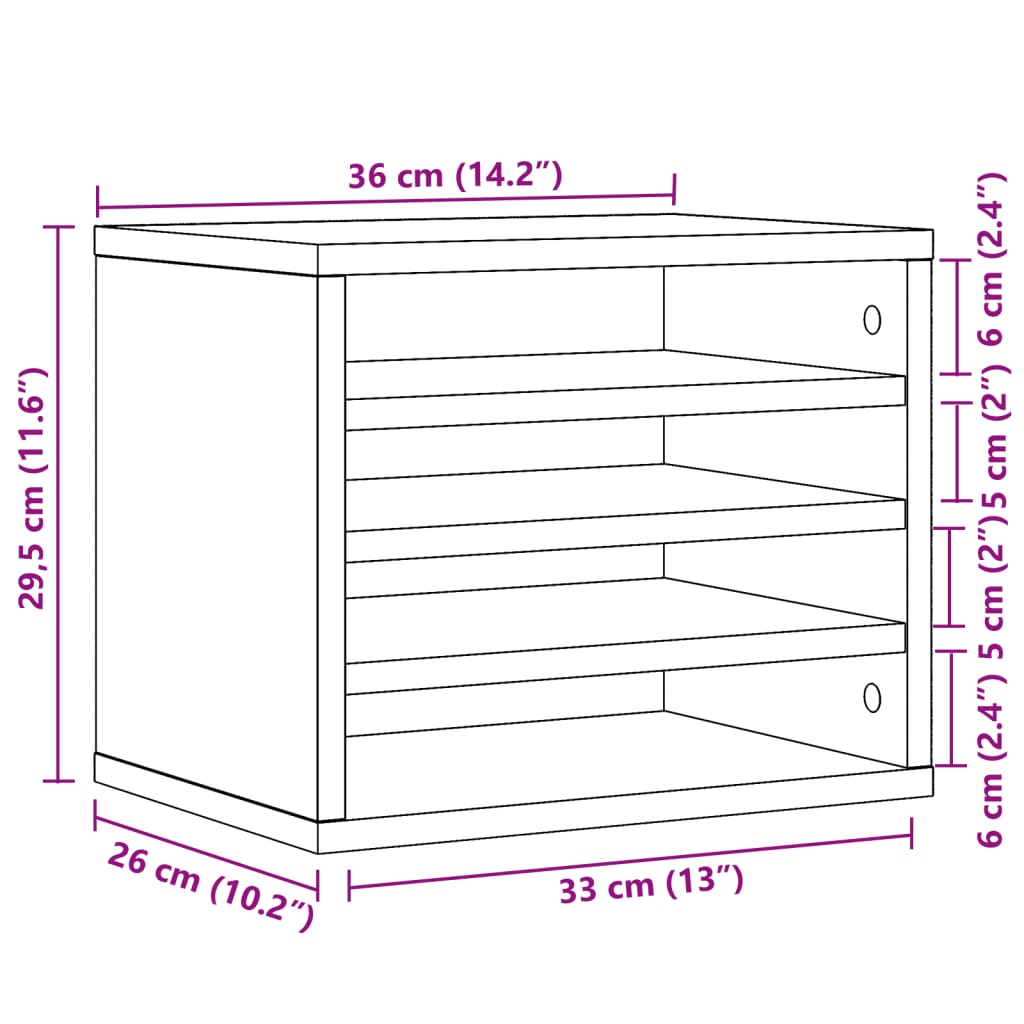 vidaXL Stolní organizér betonově šedý 36x26x29,5 cm kompozitní dřevo