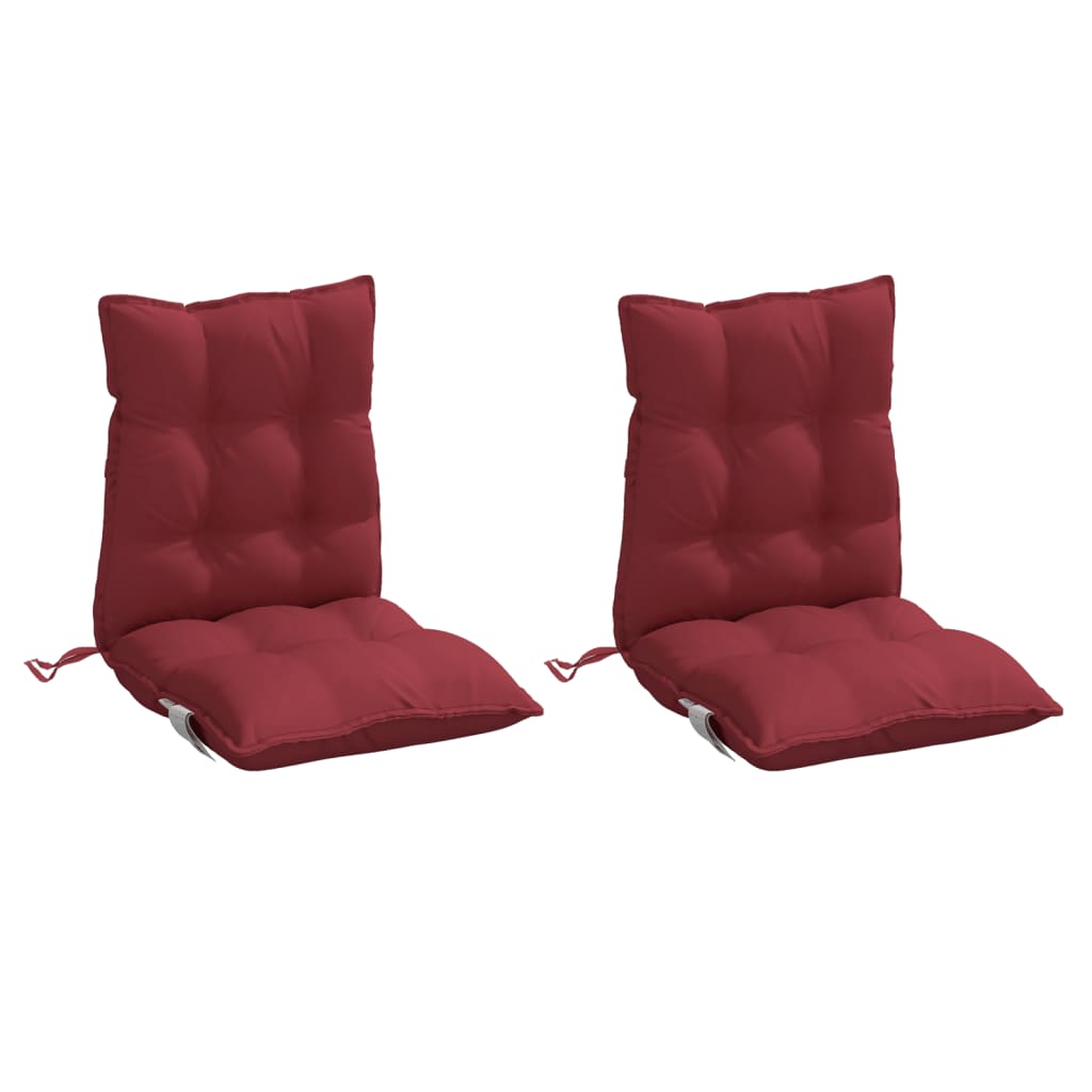 vidaXL Podušky na židli s nízkým opěradlem 2 ks vínové oxfordská látka