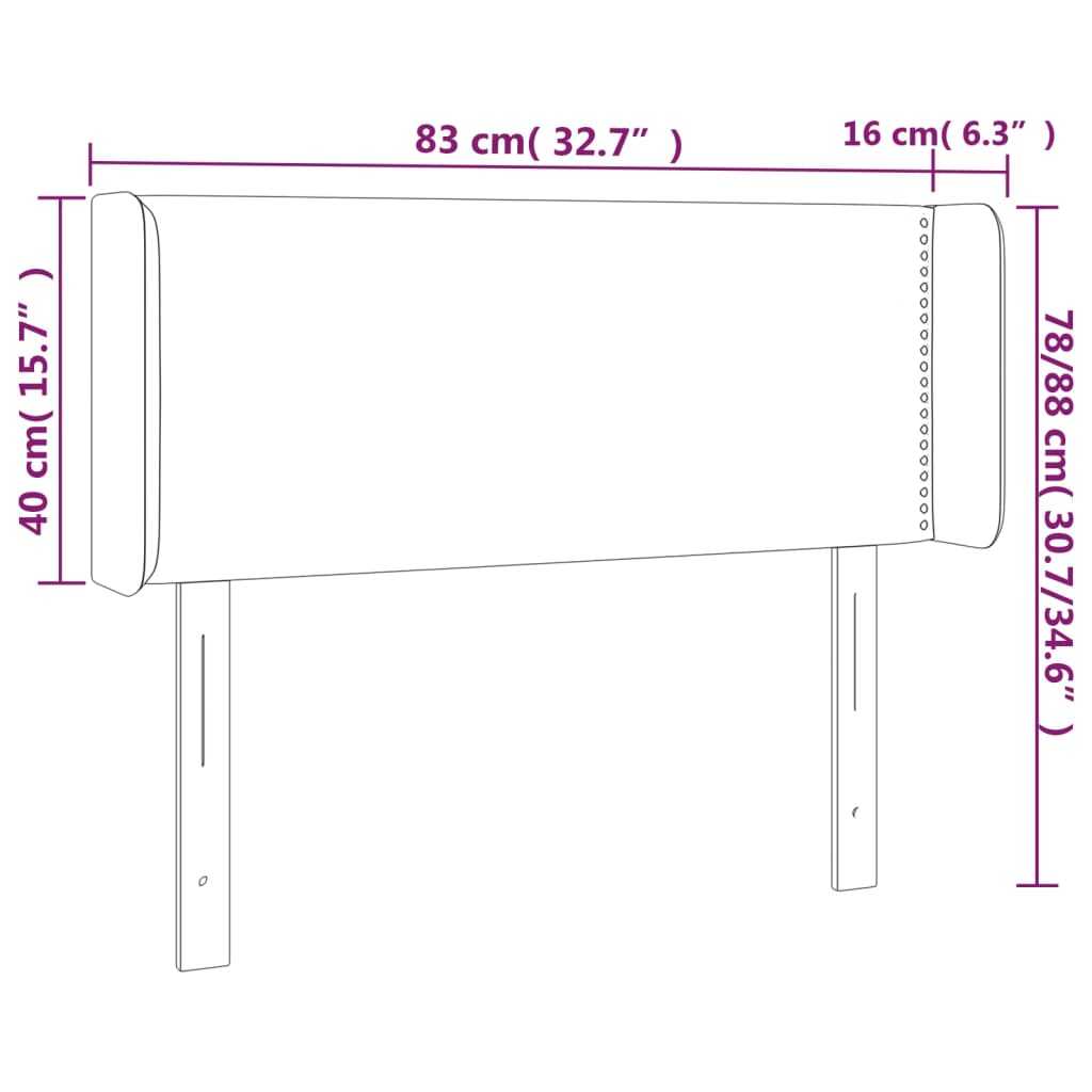 vidaXL Čelo postele s LED světle šedé 83 x 16 x 78/88 cm samet