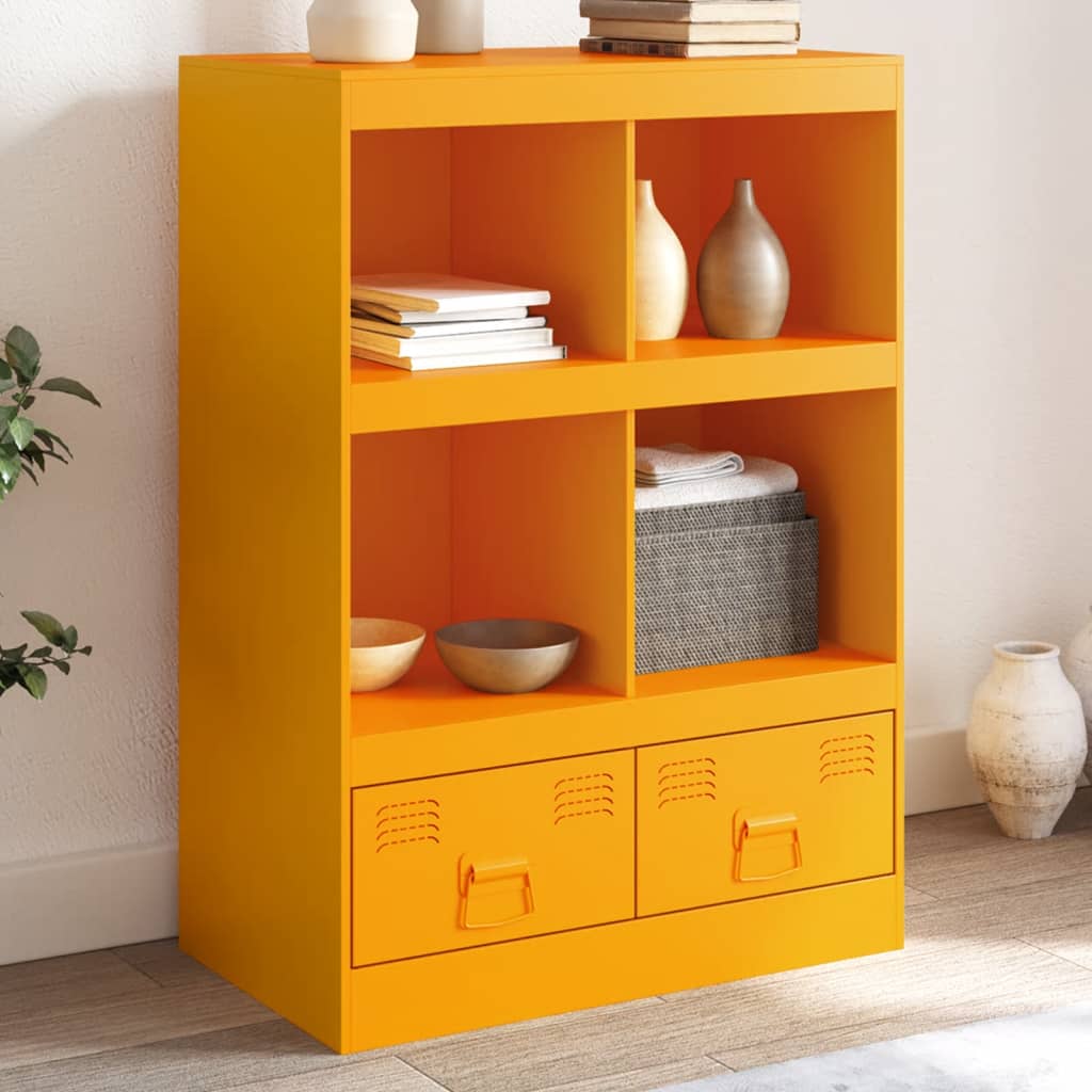 vidaXL Highboard hořčicově žlutý 67 x 39 x 95 cm ocel