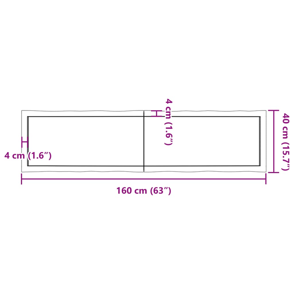 vidaXL Stolní deska 160x40x(2-4)cm neošetřený masivní dřevo živá hrana