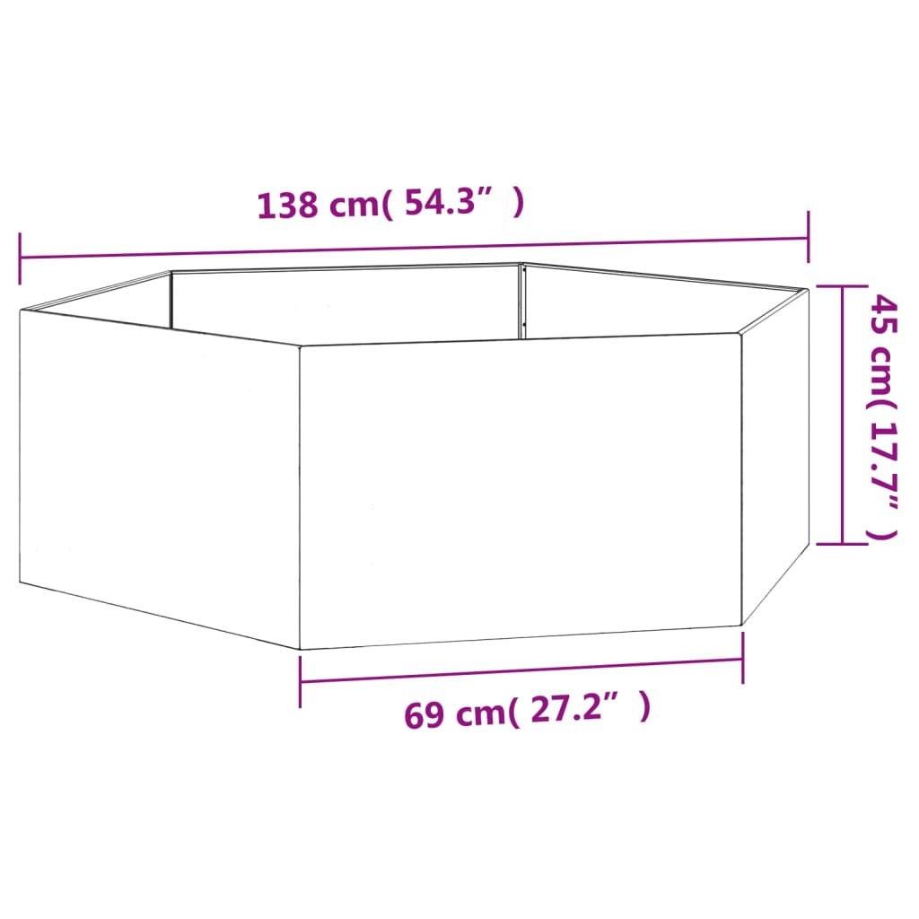 vidaXL Truhlík rezavý 138x120x45 cm cortenová ocel