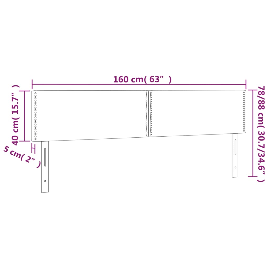 vidaXL Čelo postele s LED světle šedé 160x5x78/88 cm samet