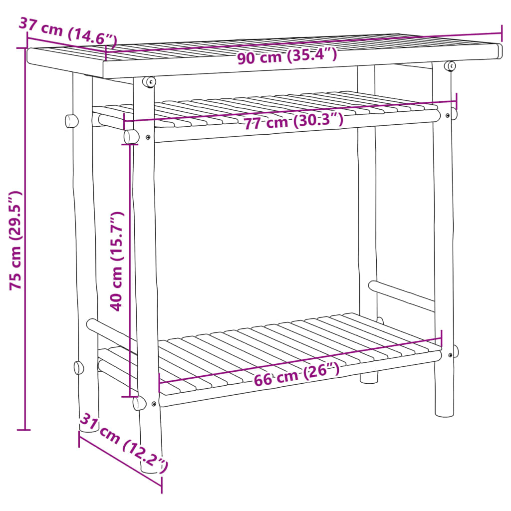 vidaXL Konzolový stolek 90 x 37 x 75 cm bambus