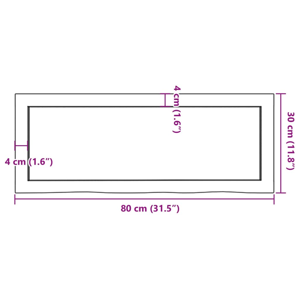 vidaXL Nástěnná police tmavě hnědá 80x30x(2-4)cm ošetřený masivní dub