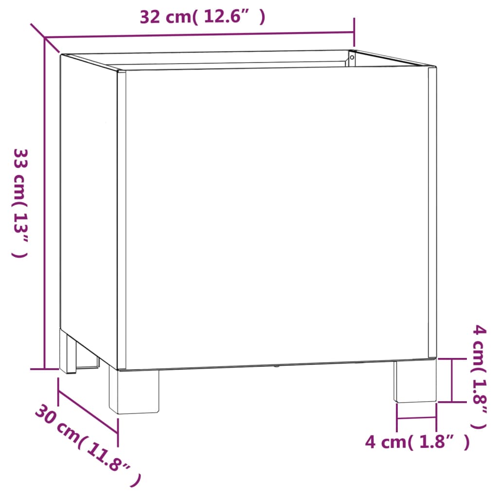 vidaXL Truhlíky s nohami 2 ks rezavé 32 x 30 x 33 cm cortenová ocel