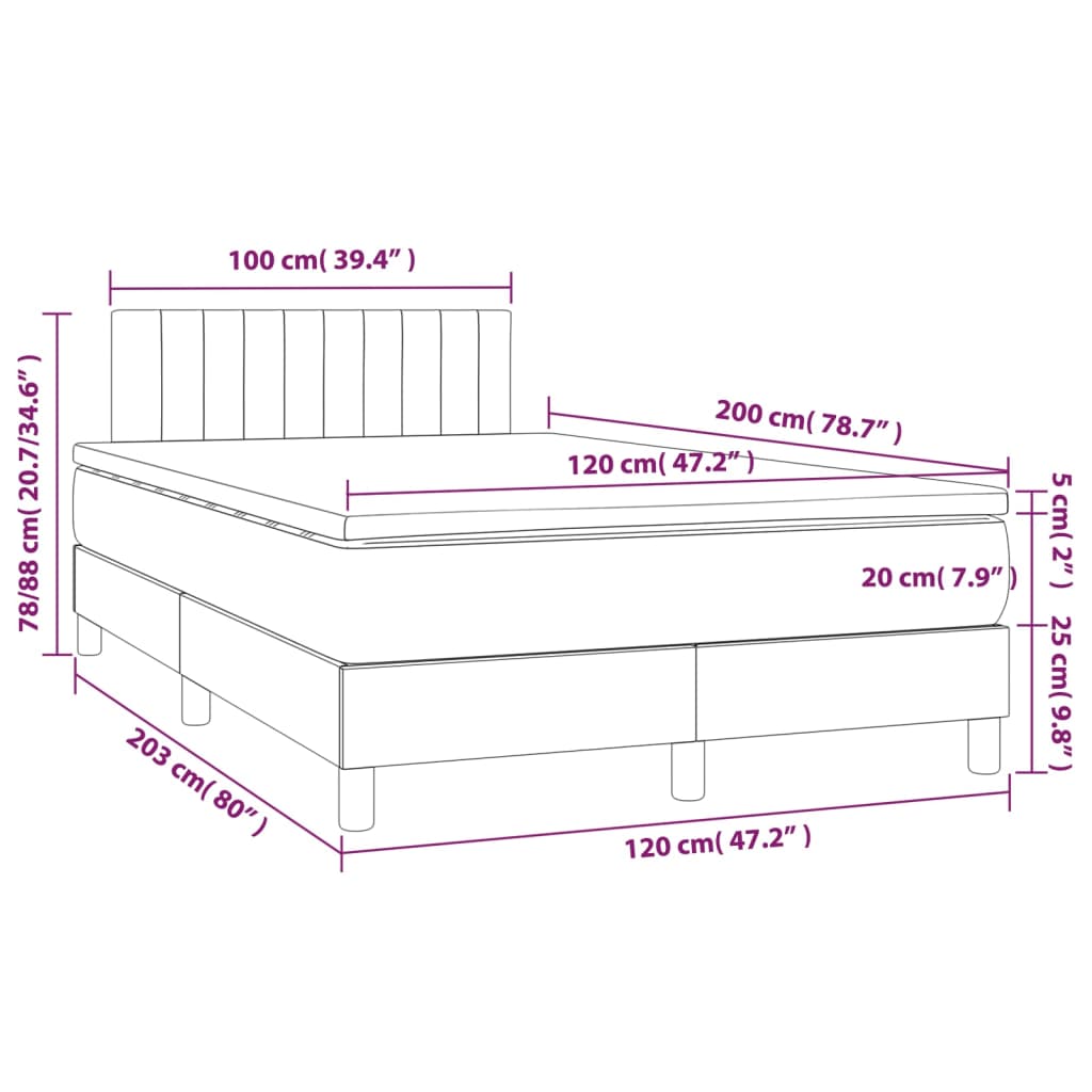 vidaXL Box spring postel s matrací černá 120x200 cm textil