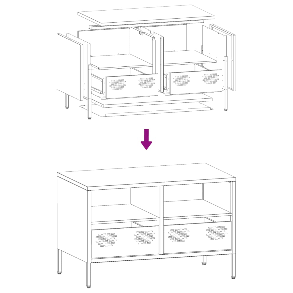 vidaXL TV skříňka černá 68 x 39 x 43,5 cm ocel válcovaná za studena