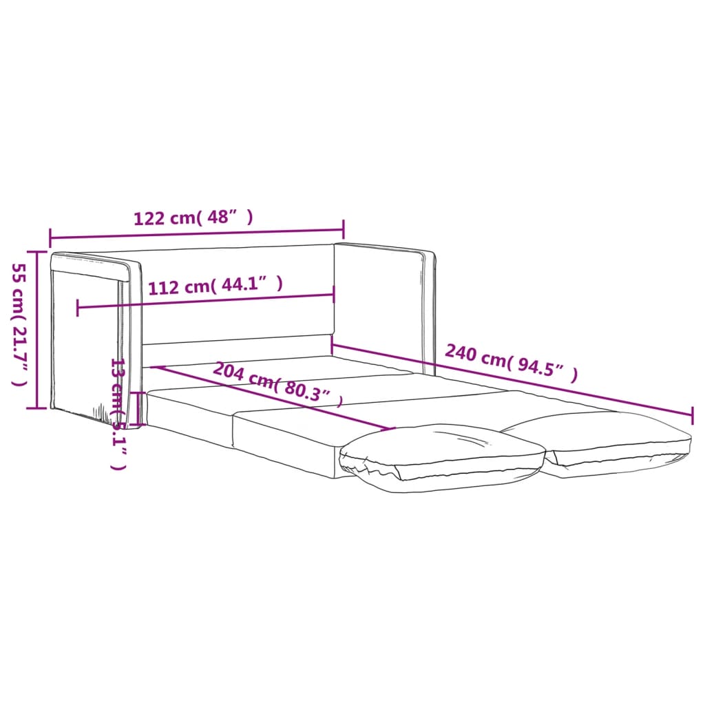 vidaXL Podlahová rozkládací pohovka 2v1 světle šedá 122x204x55cm samet