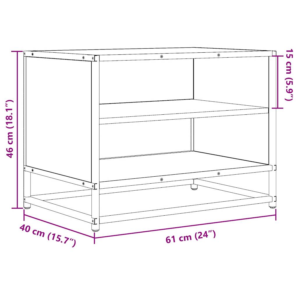 vidaXL TV skříňka černá 61 x 40 x 46 cm kompozitní dřevo a kov