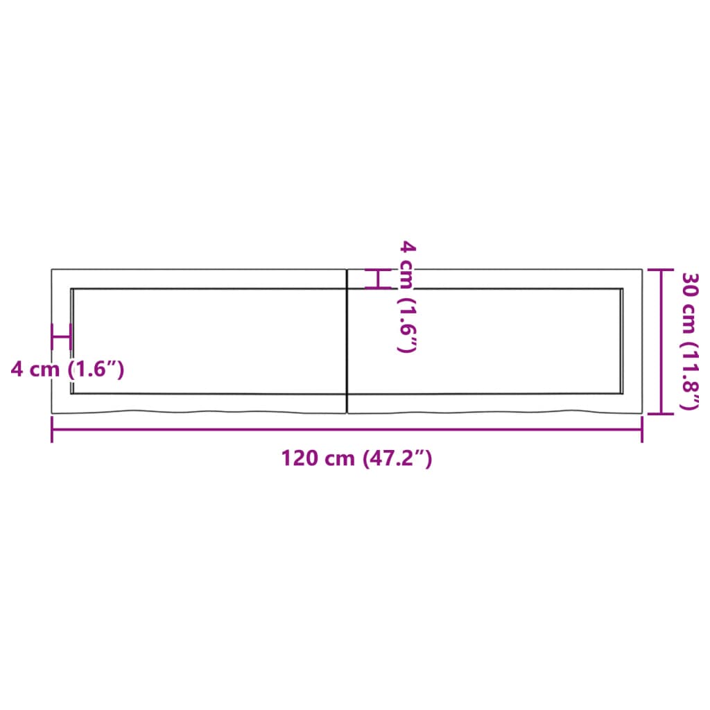 vidaXL Nástěnná police tmavě hnědá 120x30x(2-6)cm ošetřený masivní dub