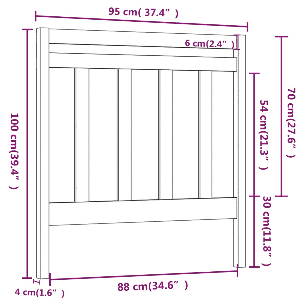 vidaXL Čelo postele bílá 95 x 4 x 100 cm masivní borovice