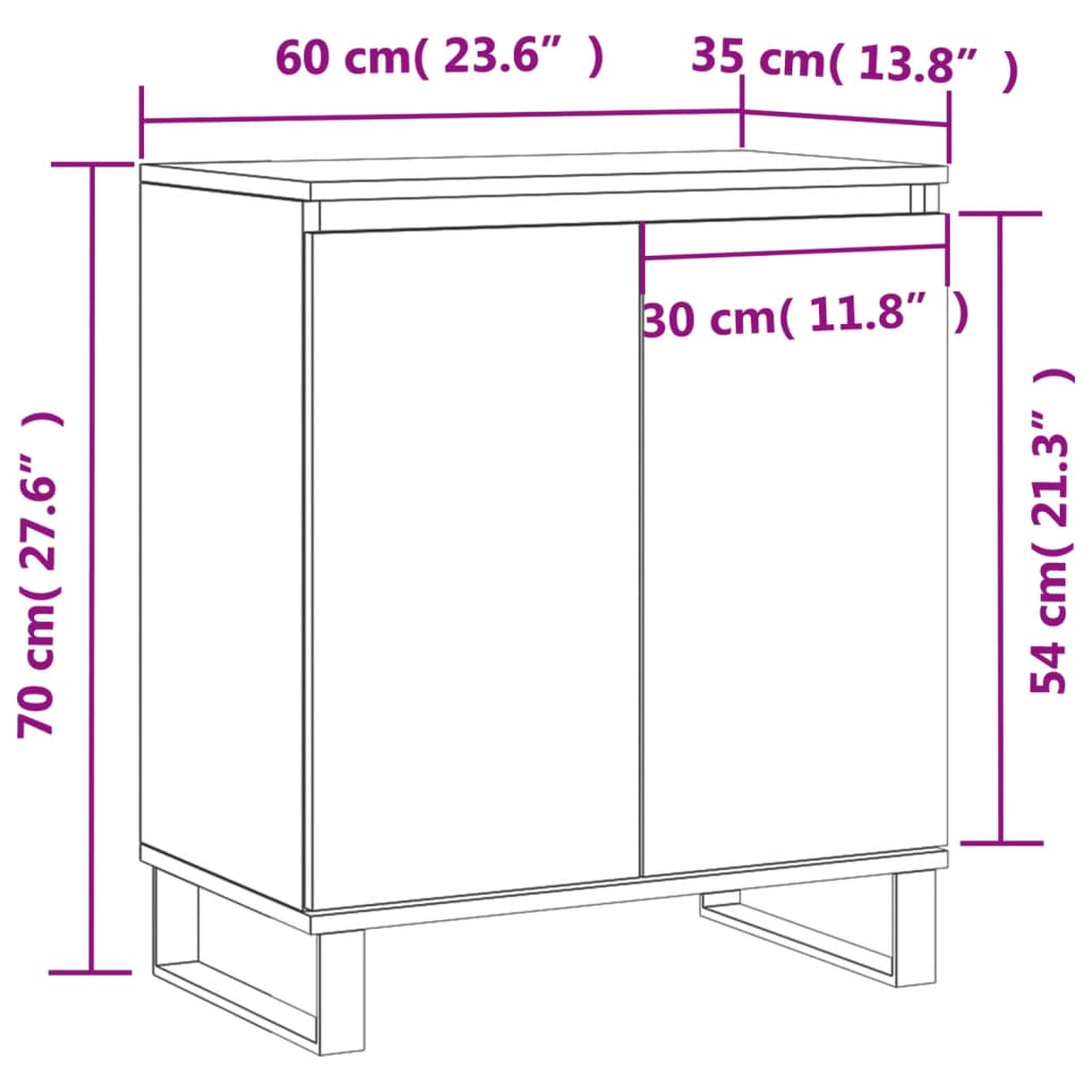 vidaXL Příborník betonově šedý 60 x 35 x 70 cm kompozitní dřevo