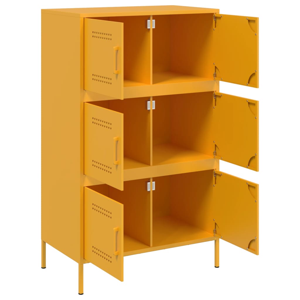 vidaXL Skříň highboard hořčicově žlutá 68 x 39 x 113 cm ocel