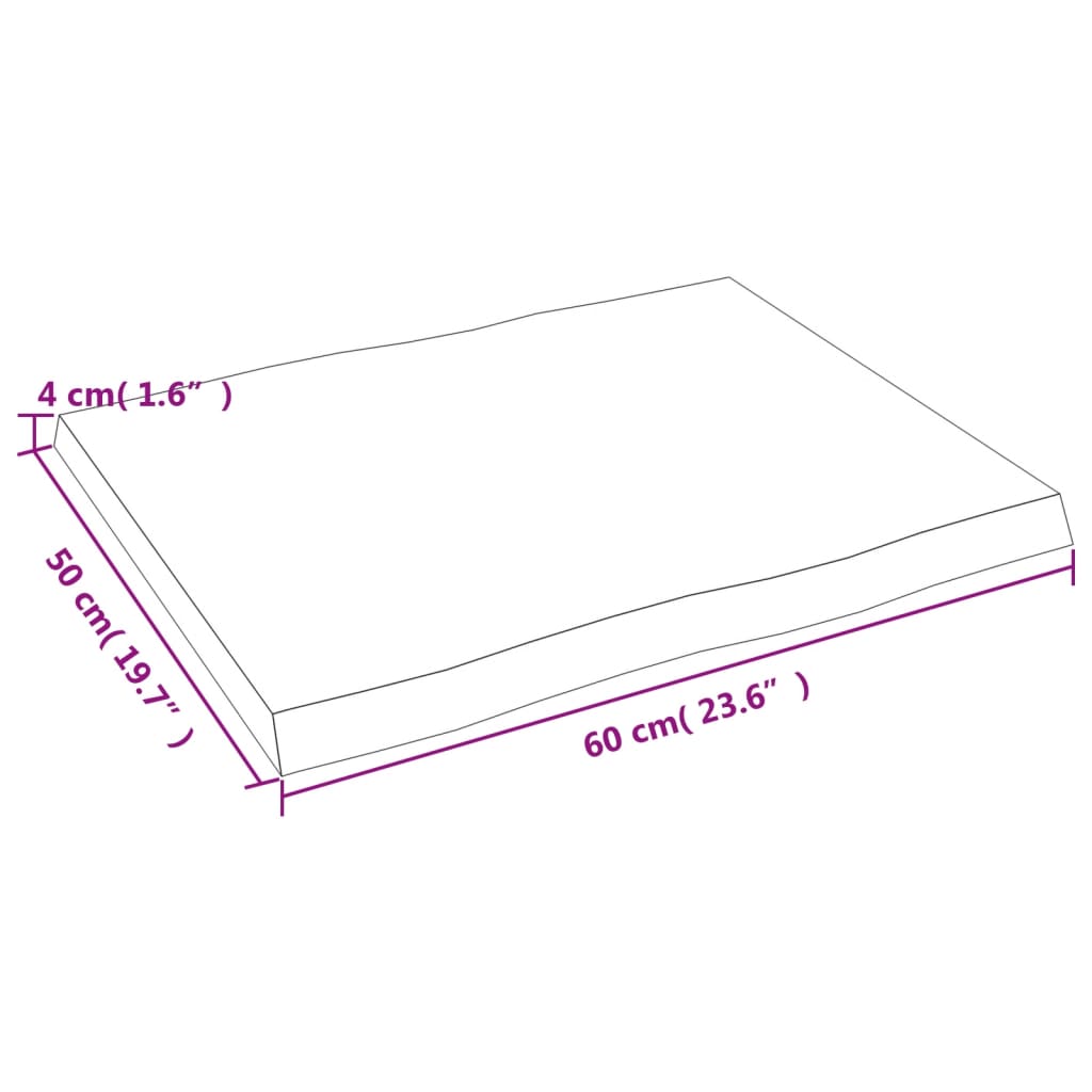 vidaXL Stolní deska tmavě hnědá 60x50x(2-4)cm ošetřený dub živá hrana