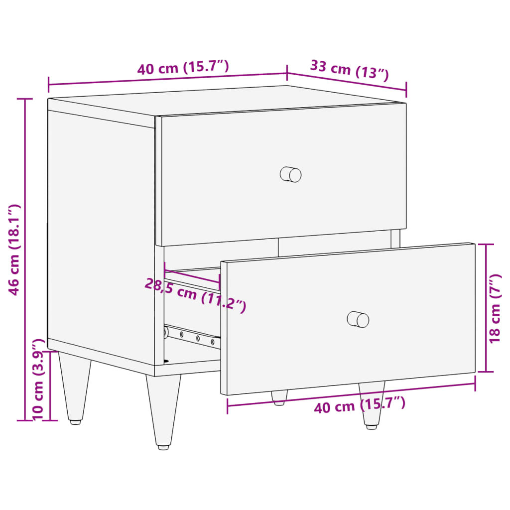 vidaXL Noční stolky 2 ks 40 x 33 x 46 cm masivní mangovníkové dřevo