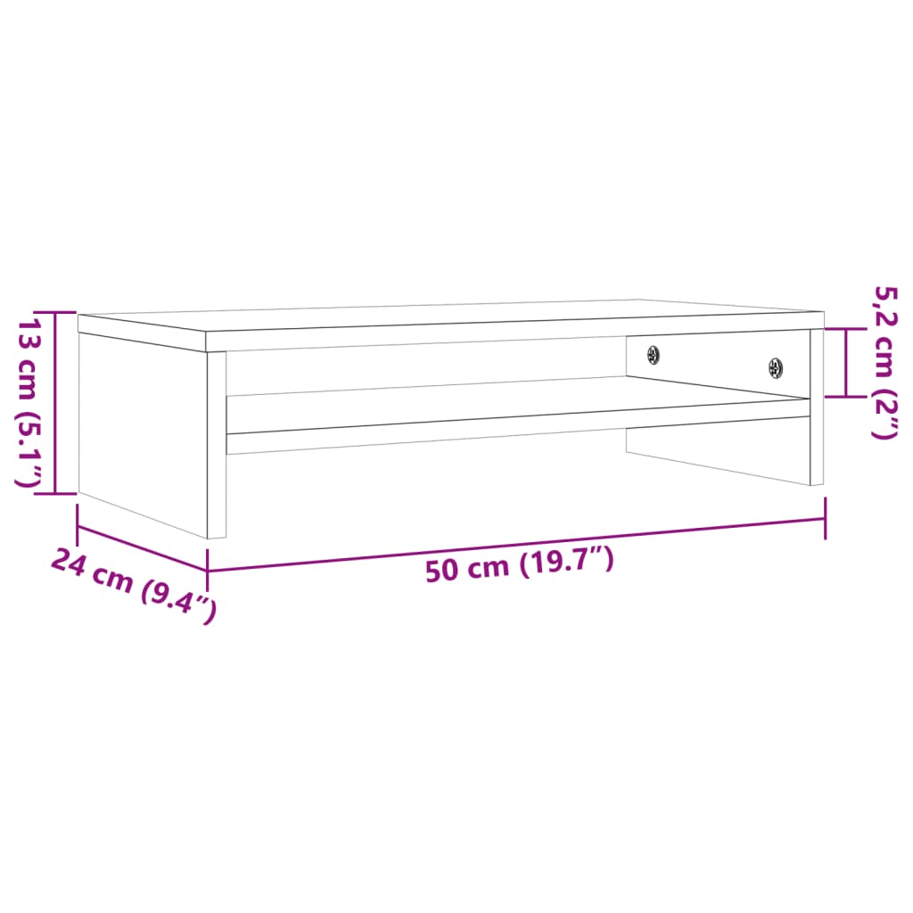 vidaXL Stojan na monitor voskově hnědý 50x24x13 cm masivní borovice