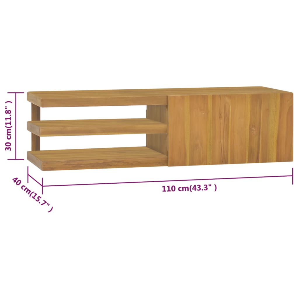 vidaXL Nástěnná koupelnová skříňka 110 x 40 x 30 cm masivní teak