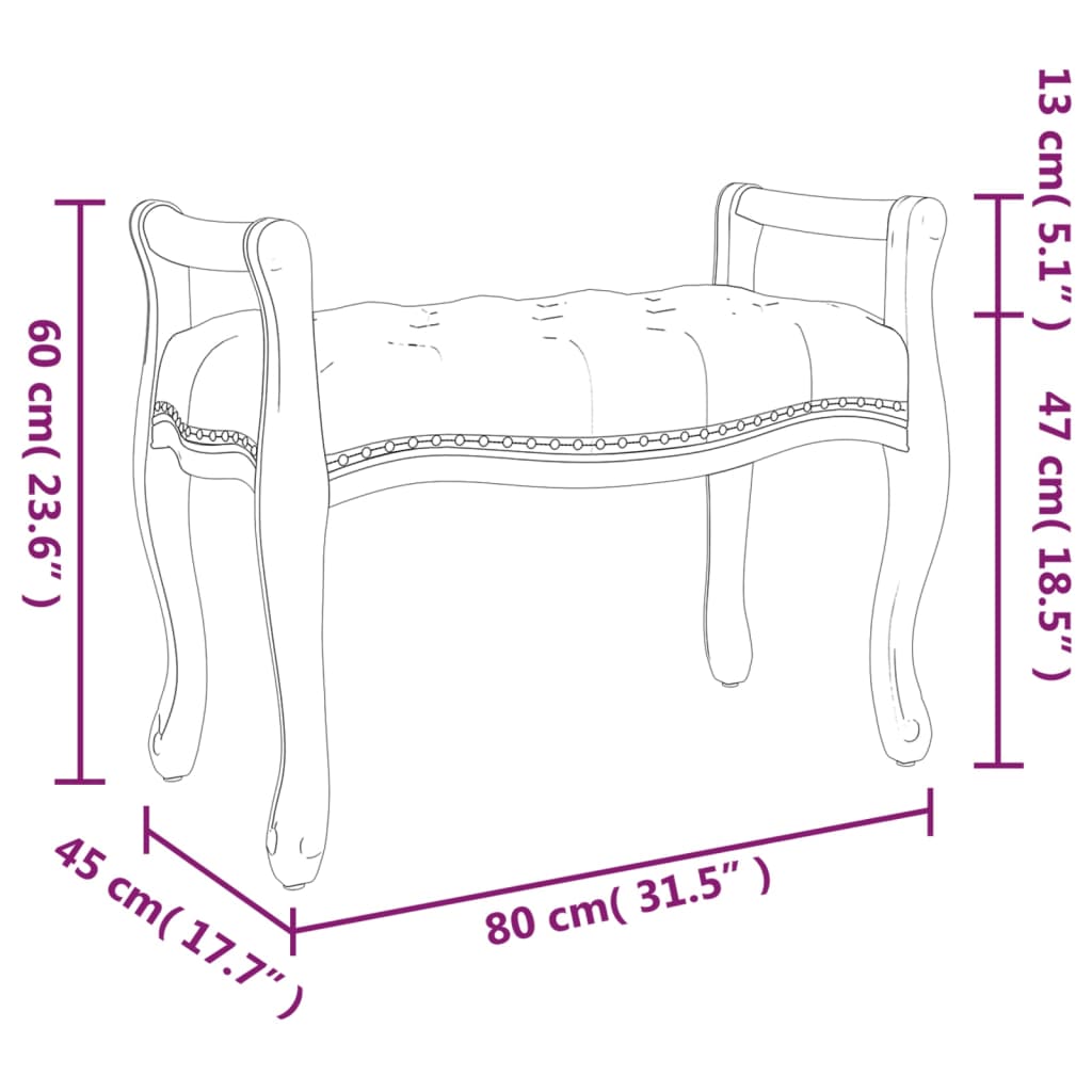 vidaXL Lavice černá 80 x 45 x 60 cm samet