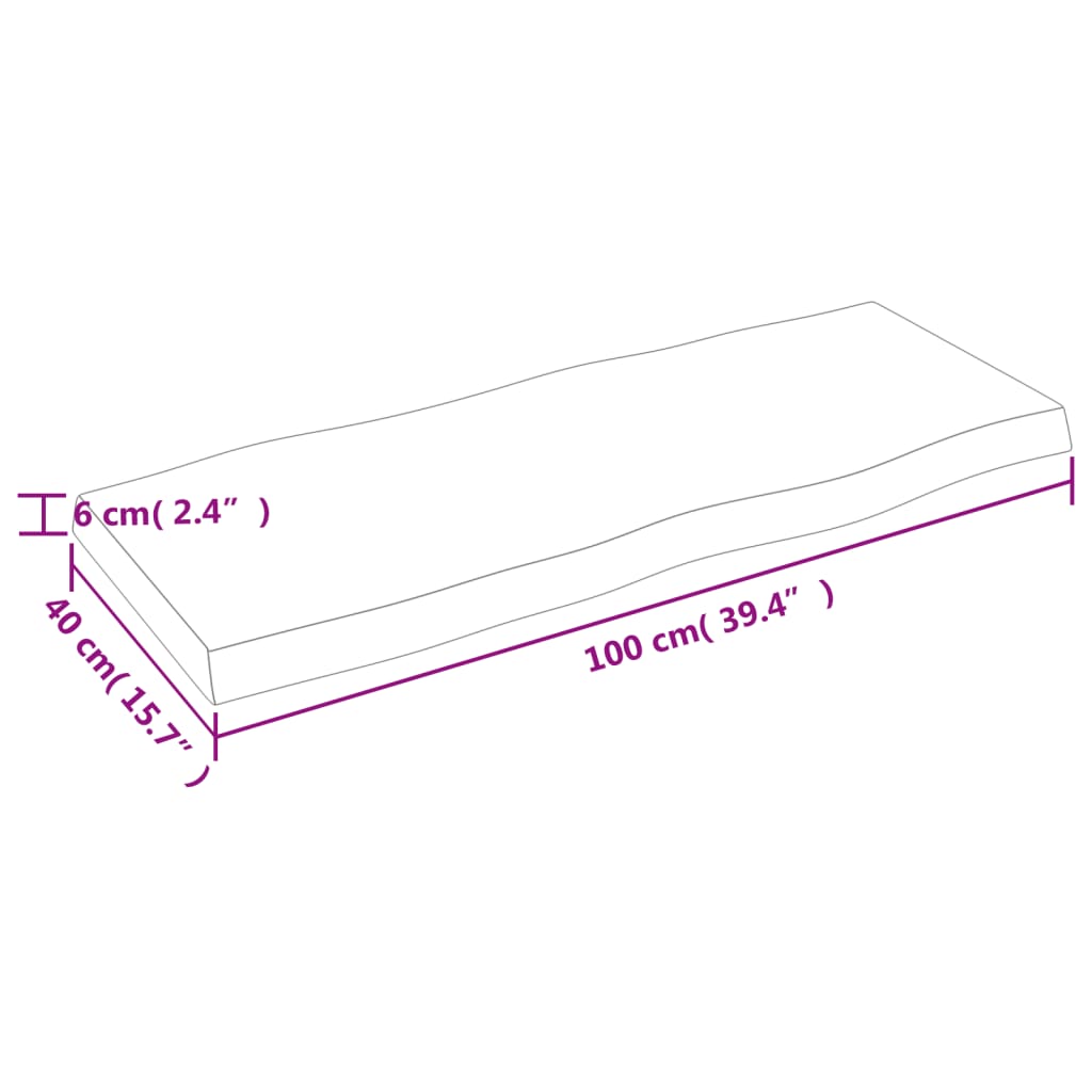 vidaXL Stolní deska hnědá 100x40x(2-6)cm ošetřený dřevo živá hrana