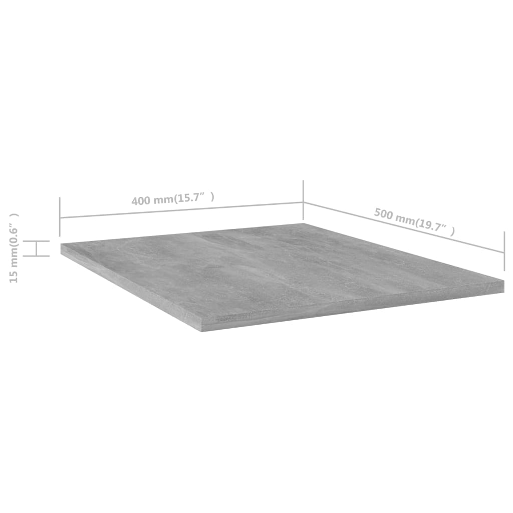 vidaXL Police na knihy 4 ks betonově šedé 40x50x1,5cm kompozitní dřevo