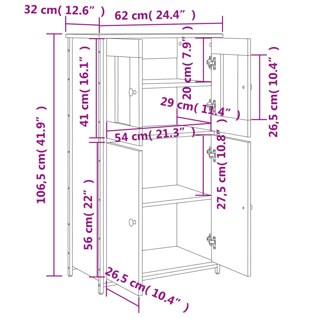 vidaXL Skříň highboard černá 62 x 32 x 106,5 cm kompozitní dřevo