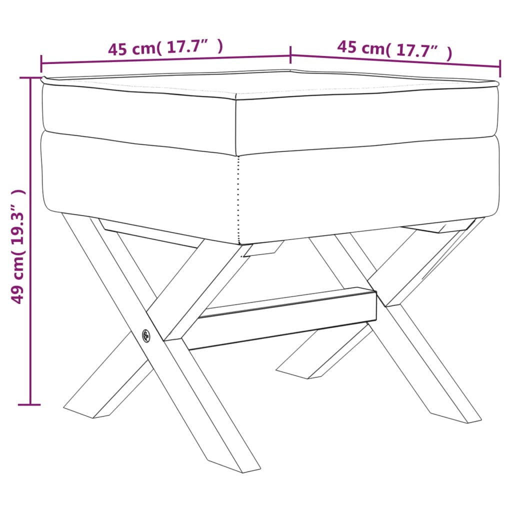 vidaXL Stolička s úložným prostorem modrá 45 x 45 x 49 cm samet