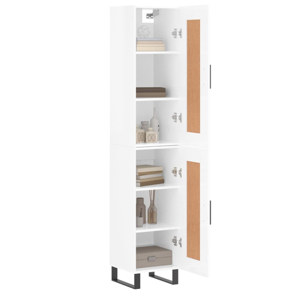 vidaXL Skříň highboard bílá s vysokým leskem 34,5x34x180 cm kompozit