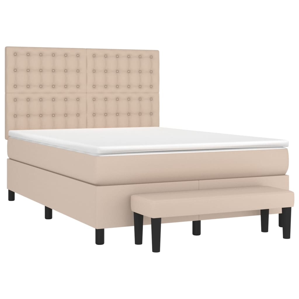 vidaXL Box spring postel s matrací cappuccino 140x190 cm umělá kůže