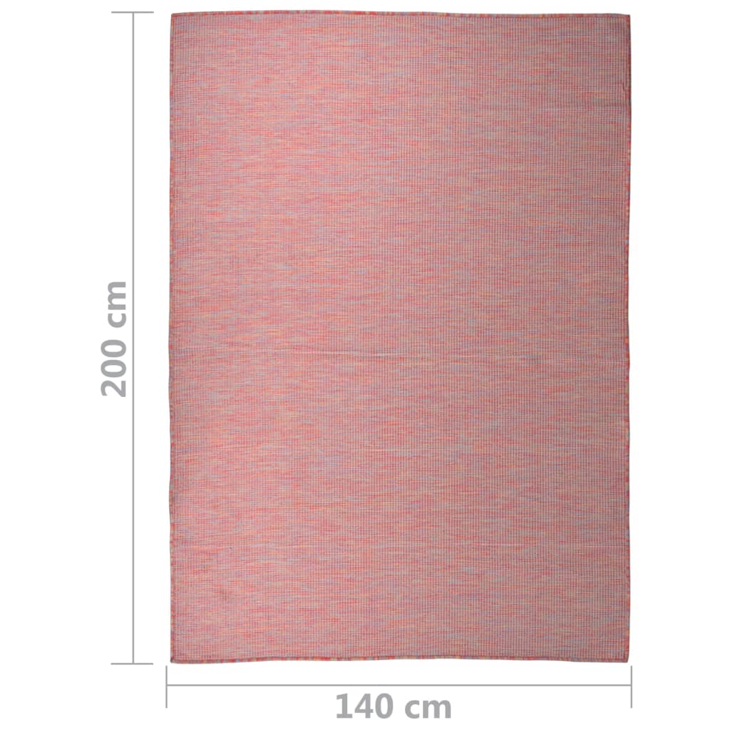 vidaXL Venkovní hladce tkaný koberec 140x200 cm červená